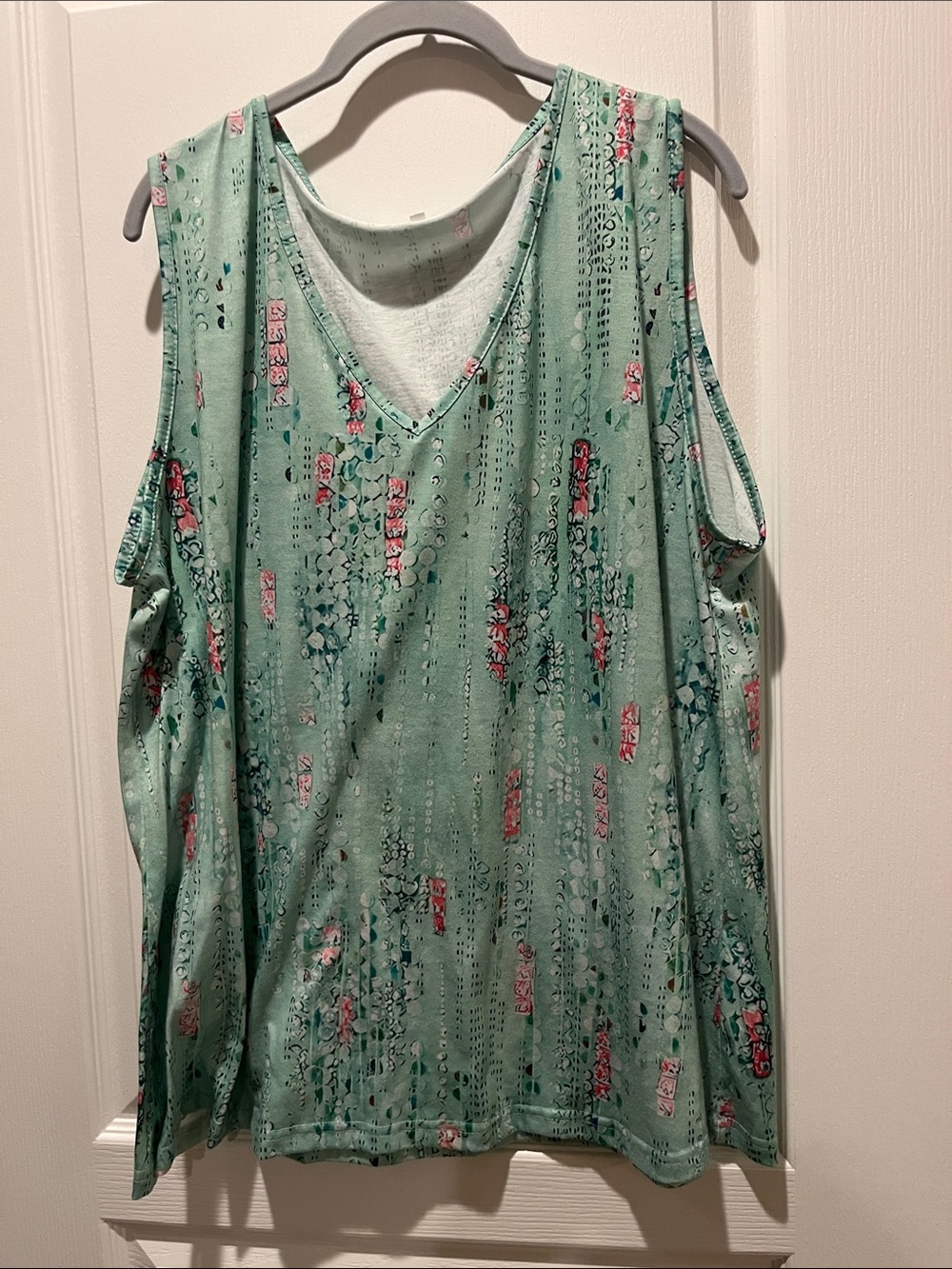 LuLaRoe Mint Green Floral V-Neck Tank - Picture 1 of 7